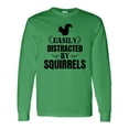 thumbnail image 1 of Inktastic Easily Distracted by Squirrels Long Sleeve T-Shirt, 1 of 5