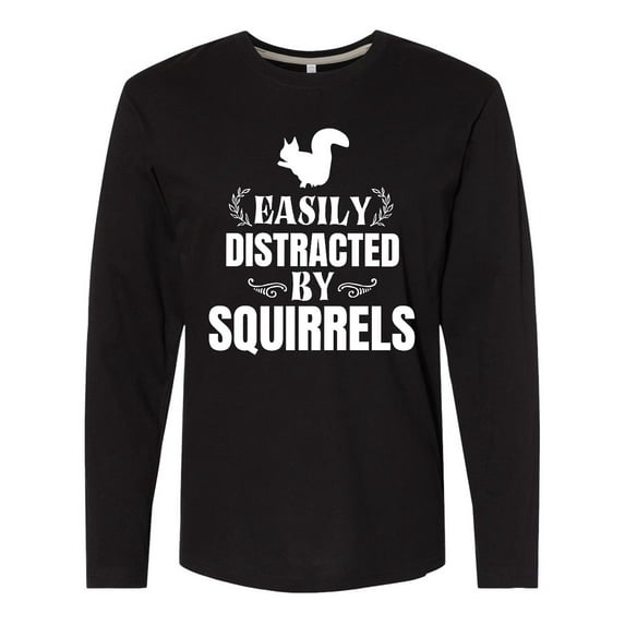 Inktastic Easily Distracted by Squirrels Long Sleeve T-Shirt