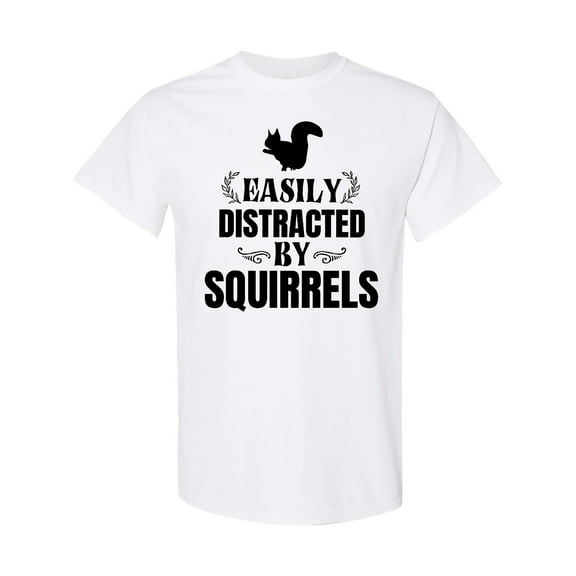 Inktastic Easily Distracted by Squirrels T-Shirt
