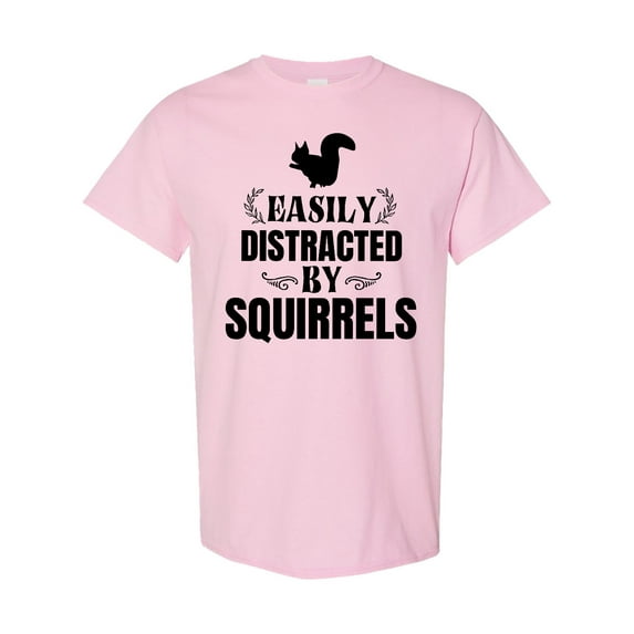 Inktastic Easily Distracted by Squirrels T-Shirt