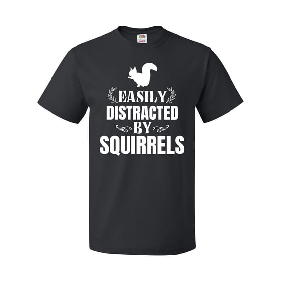 Inktastic Easily Distracted by Squirrels T-Shirt