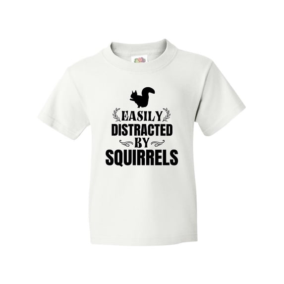 Inktastic Easily Distracted by Squirrels Youth T-Shirt
