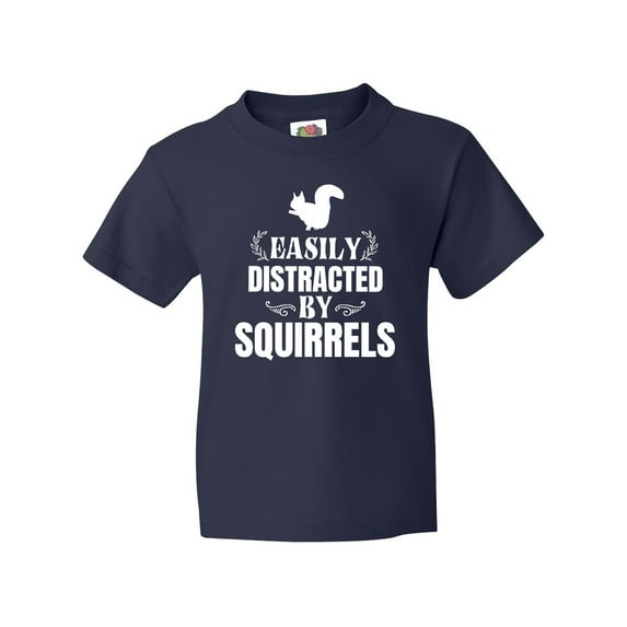 Inktastic Easily Distracted by Squirrels Youth T-Shirt