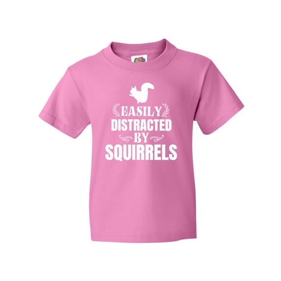 Inktastic Easily Distracted by Squirrels Youth T-Shirt