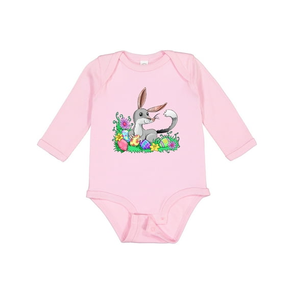 Inktastic Easter Bilby with Eggs and Flowers Boys or Girls Long Sleeve Baby Bodysuit