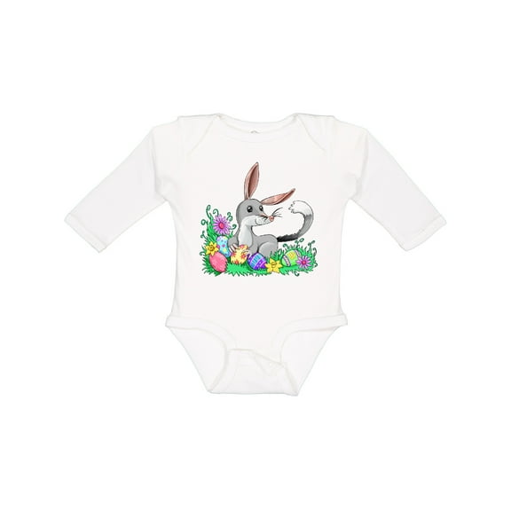 Inktastic Easter Bilby with Eggs and Flowers Boys or Girls Long Sleeve Baby Bodysuit
