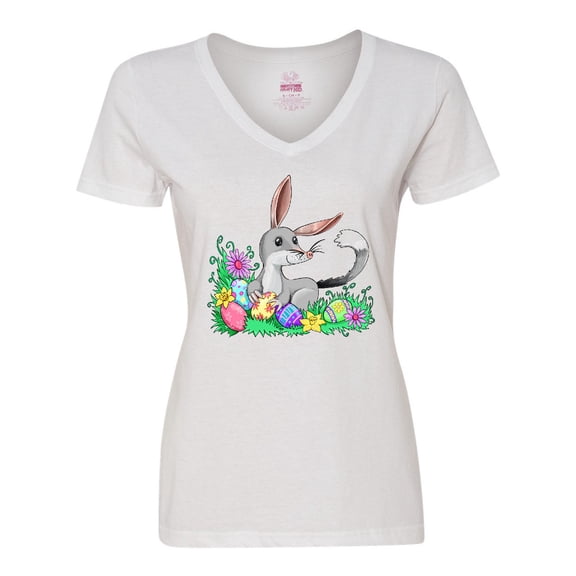 Inktastic Easter Bilby with Eggs and Flowers Women's V-Neck T-Shirt