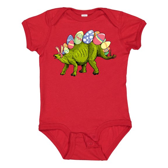 Inktastic Easter Bunny Stegosaurus with Eggs and Pink Ears Boys or Girls Baby Bodysuit