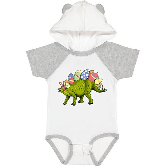 Inktastic Easter Bunny Stegosaurus with Eggs and Pink Ears Boys or Girls Baby Bodysuit