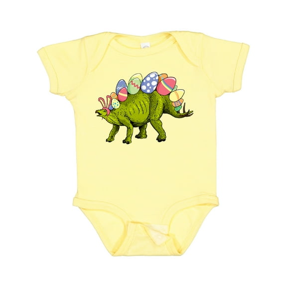 Inktastic Easter Bunny Stegosaurus with Eggs and Pink Ears Boys or Girls Baby Bodysuit