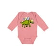 thumbnail image 1 of Inktastic Easter Bunny Stegosaurus with Eggs and Pink Ears Boys or Girls Long Sleeve Baby Bodysuit, 1 of 5