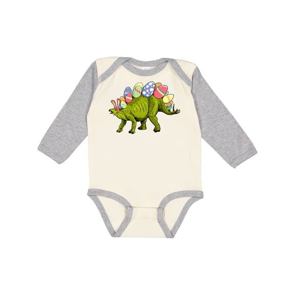 Inktastic Easter Bunny Stegosaurus with Eggs and Pink Ears Boys or Girls Long Sleeve Baby Bodysuit
