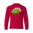 thumbnail image 1 of Inktastic Easter Bunny Stegosaurus with Eggs and Pink Ears Long Sleeve Youth T-Shirt, 1 of 5