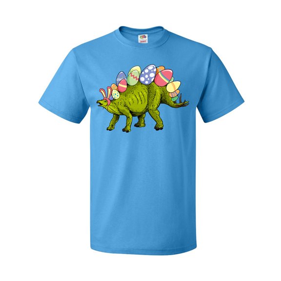 Inktastic Easter Bunny Stegosaurus with Eggs and Pink Ears T-Shirt