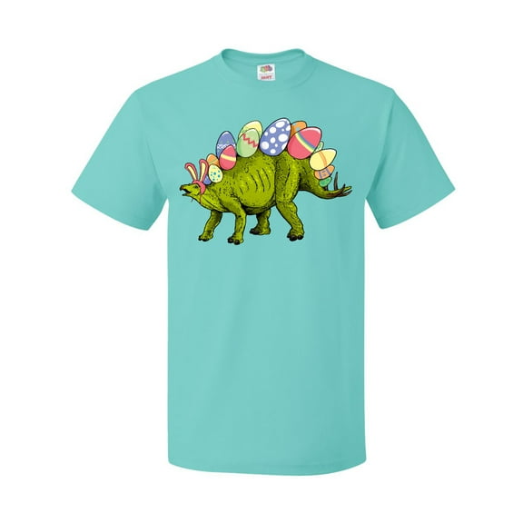 Inktastic Easter Bunny Stegosaurus with Eggs and Pink Ears T-Shirt