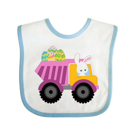 Inktastic Easter Bunny in Dump Truck Delivering Easter Eggs Boys or Girls Baby Bib