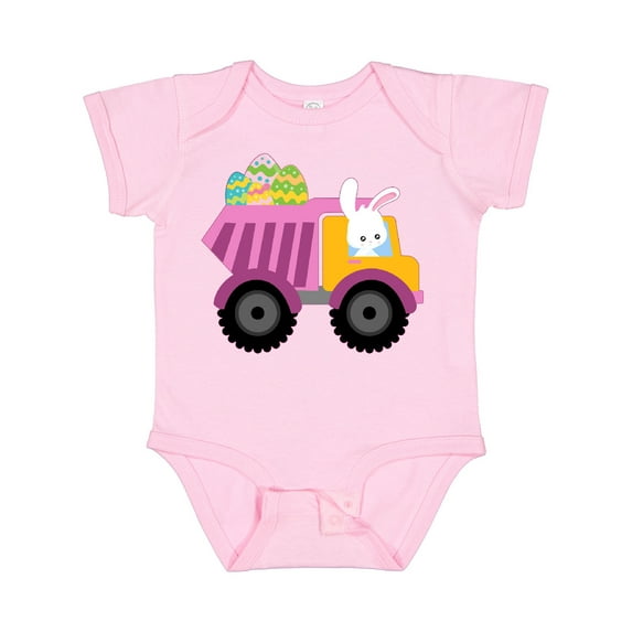 Inktastic Easter Bunny in Dump Truck Delivering Easter Eggs Boys or Girls Baby Bodysuit