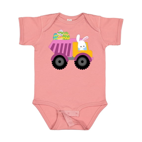 Inktastic Easter Bunny in Dump Truck Delivering Easter Eggs Boys or Girls Baby Bodysuit
