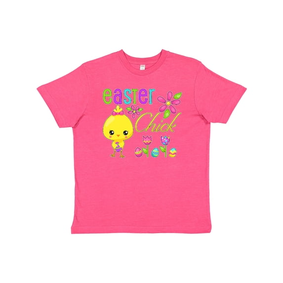 Inktastic Easter Chick with Eggs and Flowers Youth T-Shirt