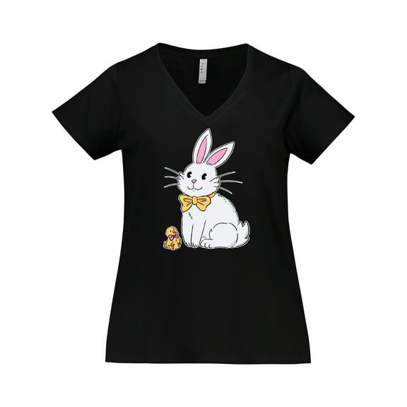 Inktastic Easter Cute Bunny and Chick Women's Plus Size V-Neck T-Shirt