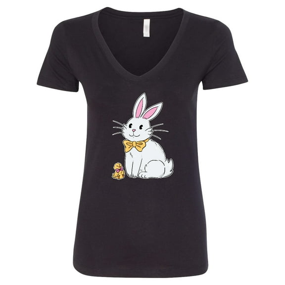 Inktastic Easter Cute Bunny and Chick Women's V-Neck T-Shirt