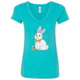 thumbnail image 1 of Inktastic Easter Cute Bunny and Chick Women's V-Neck T-Shirt, 1 of 5