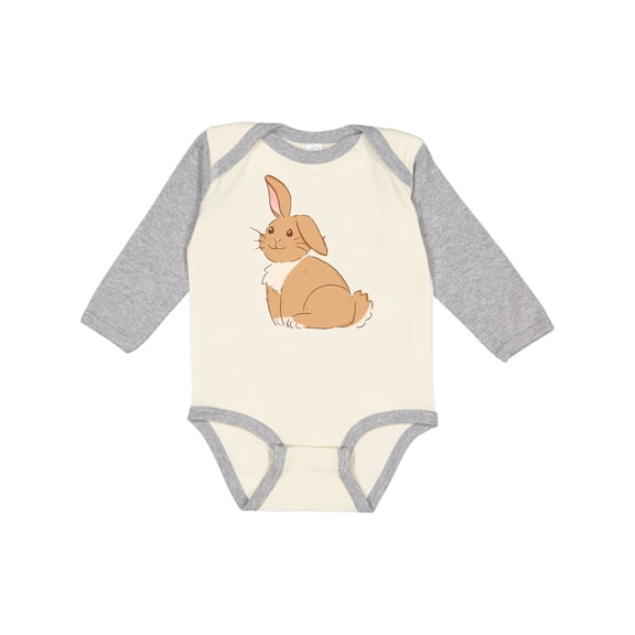 Inktastic Easter Cute Floppy Ear Brown Bunny Boys or Girls Long Sleeve Baby Bodysuit