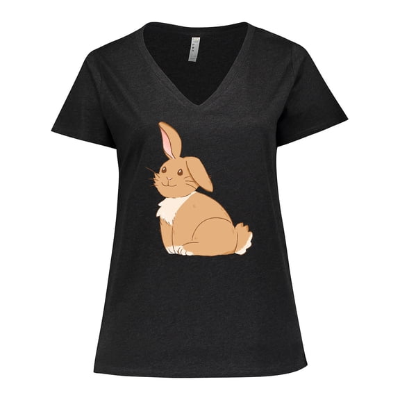 Inktastic Easter Cute Floppy Ear Brown Bunny Women's Plus Size V-Neck T-Shirt