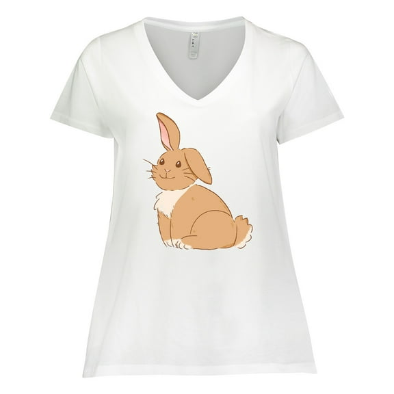 Inktastic Easter Cute Floppy Ear Brown Bunny Women's Plus Size V-Neck T-Shirt