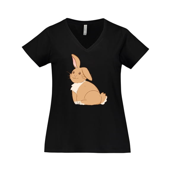 Inktastic Easter Cute Floppy Ear Brown Bunny Women's Plus Size V-Neck T-Shirt