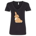 thumbnail image 1 of Inktastic Easter Cute Floppy Ear Brown Bunny Women's V-Neck T-Shirt, 1 of 5