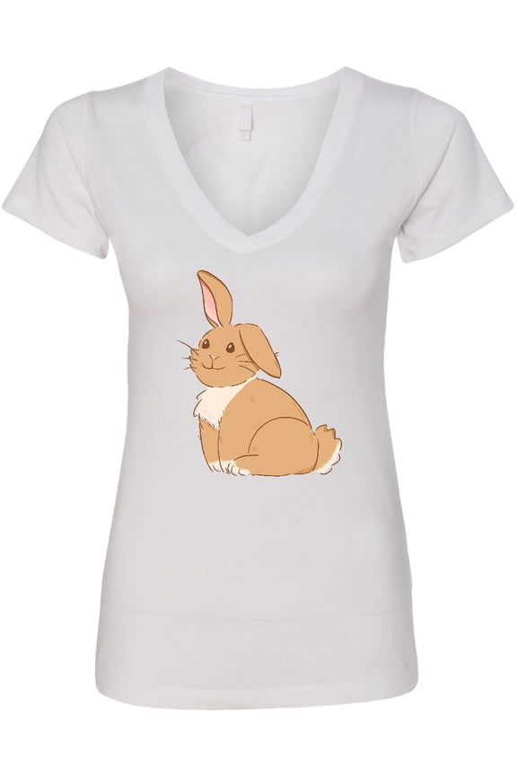 Easter Cute Floppy Ear Brown Bunny Women's V-Neck T-Shirt