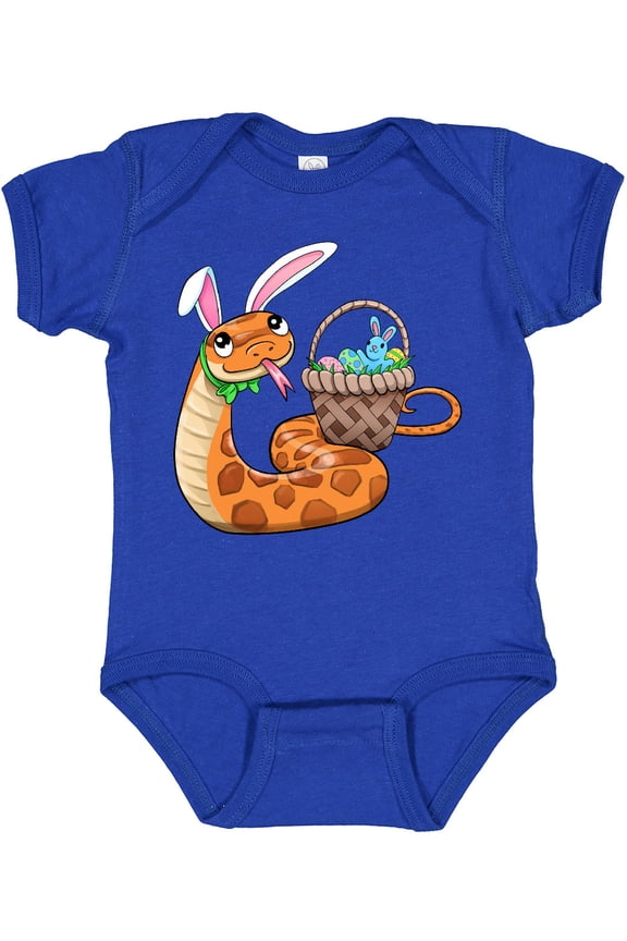 Easter Cute Snake with Basket and Bunny Ears Boys or Girls Baby Bodysuit