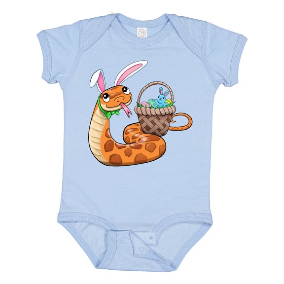 Inktastic Easter Cute Snake with Basket and Bunny Ears Boys or Girls Baby Bodysuit
