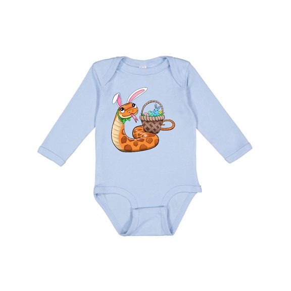 Inktastic Easter Cute Snake with Basket and Bunny Ears Boys or Girls Long Sleeve Baby Bodysuit
