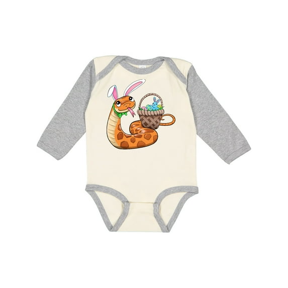 Inktastic Easter Cute Snake with Basket and Bunny Ears Boys or Girls Long Sleeve Baby Bodysuit