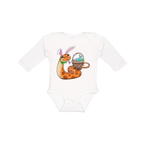 Inktastic Easter Cute Snake with Basket and Bunny Ears Boys or Girls Long Sleeve Baby Bodysuit