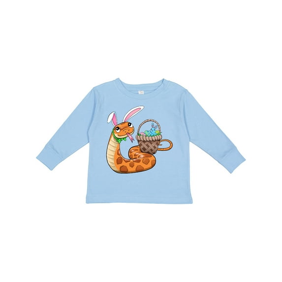 Inktastic Easter Cute Snake with Basket and Bunny Ears Boys or Girls Long Sleeve Toddler T-Shirt