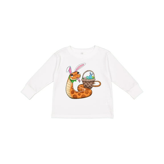 Inktastic Easter Cute Snake with Basket and Bunny Ears Boys or Girls Long Sleeve Toddler T-Shirt
