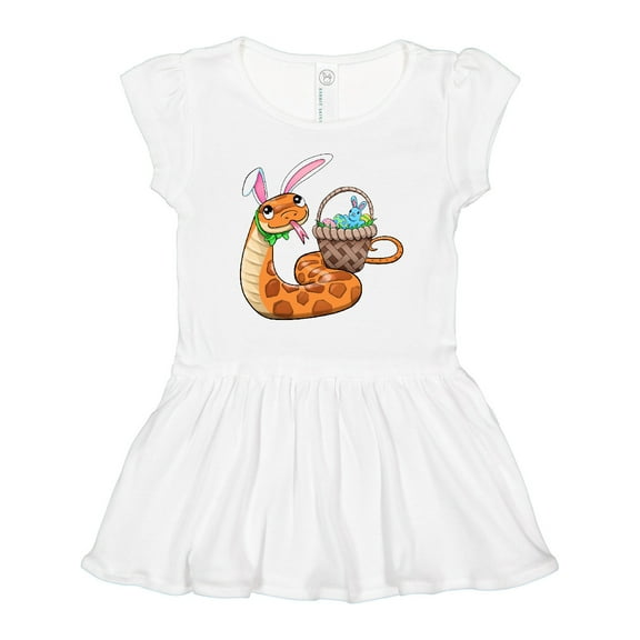 Inktastic Easter Cute Snake with Basket and Bunny Ears Girls Toddler Dress