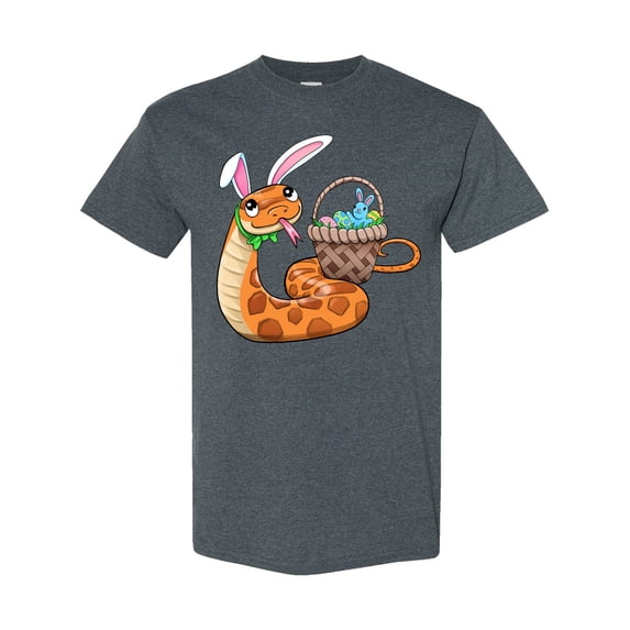 Inktastic Easter Cute Snake with Basket and Bunny Ears T-Shirt