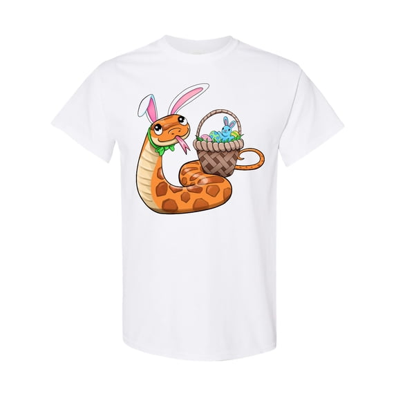 Inktastic Easter Cute Snake with Basket and Bunny Ears T-Shirt
