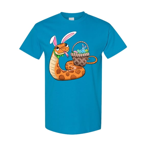 Inktastic Easter Cute Snake with Basket and Bunny Ears T-Shirt