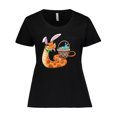 thumbnail image 1 of Inktastic Easter Cute Snake with Basket and Bunny Ears Women's Plus Size T-Shirt, 1 of 5