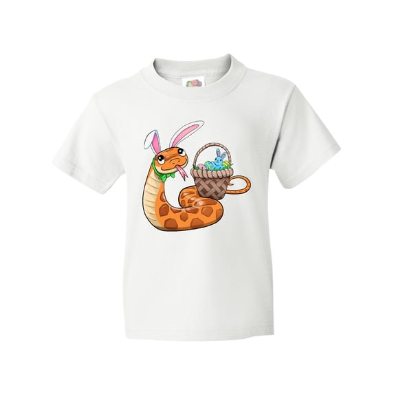 Inktastic Easter Cute Snake with Basket and Bunny Ears Youth T-Shirt