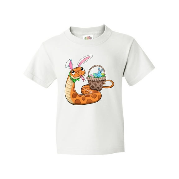 Inktastic Easter Cute Snake with Basket and Bunny Ears Youth T-Shirt