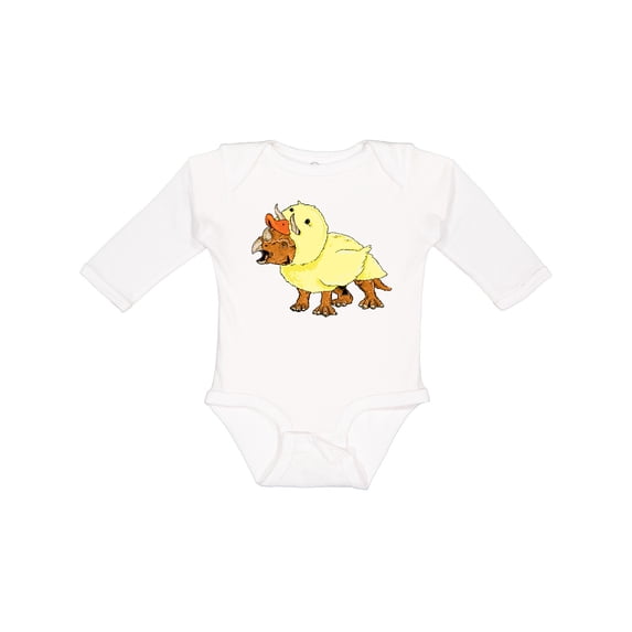 Inktastic Easter Duck Triceratops Boys or Girls Long Sleeve Baby Bodysuit