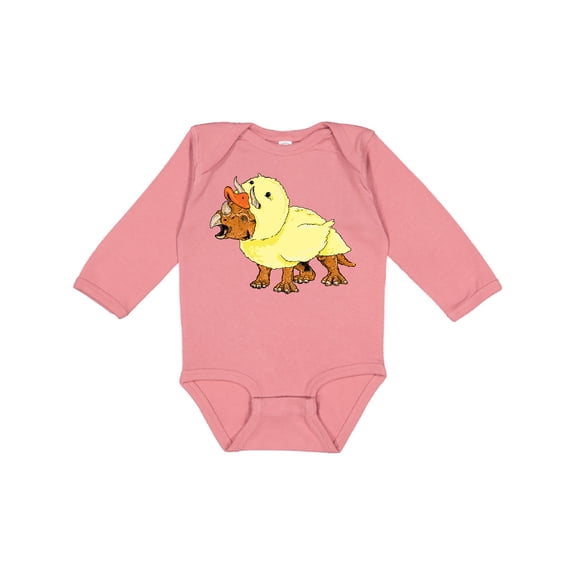 Inktastic Easter Duck Triceratops Boys or Girls Long Sleeve Baby Bodysuit