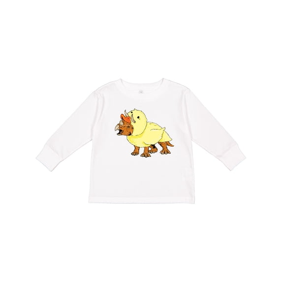 Inktastic Easter Duck Triceratops Boys or Girls Long Sleeve Toddler T-Shirt