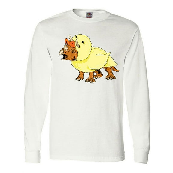 Inktastic Easter Duck Triceratops Long Sleeve T-Shirt